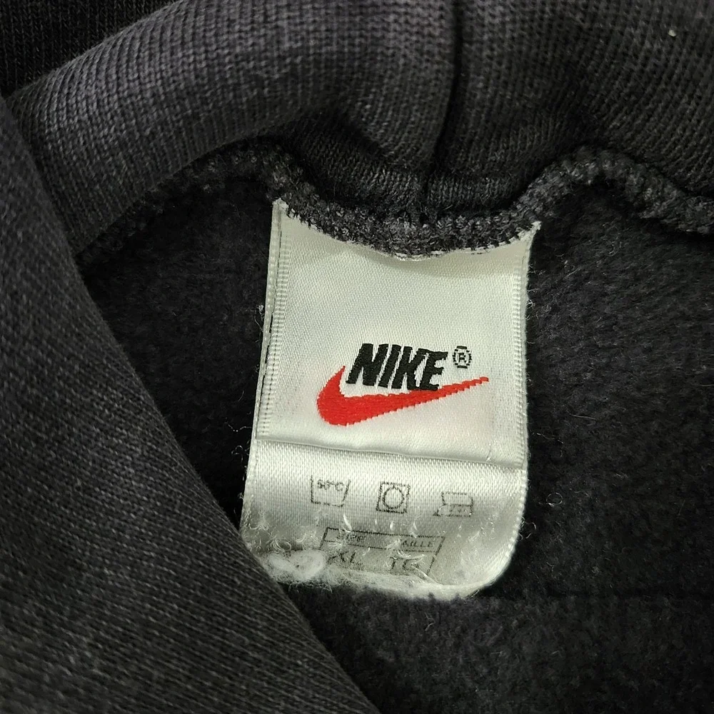 VTG 90s White Tag Nike Hoodie Big Logo Black Size XL